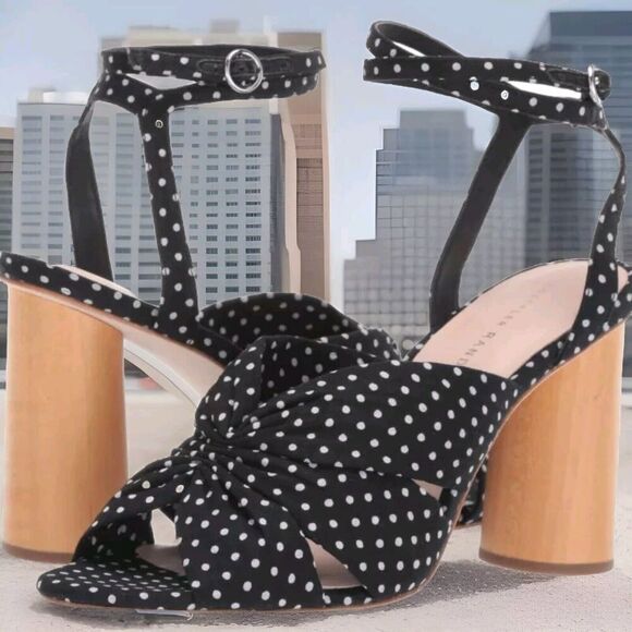 New! Loeffler Randall Tatiana Heeled Sandal Size 10 Blue Polka Dots MSRP $279 - Picture 1 of 11